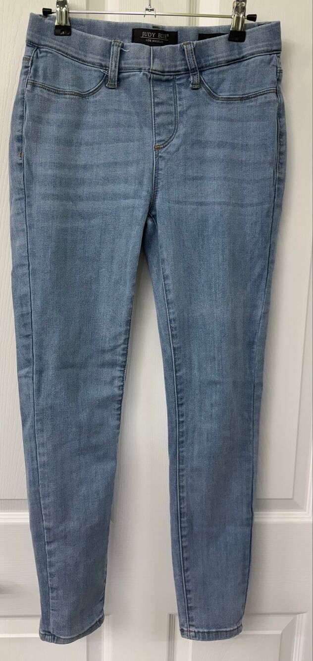 Judy Blues 5/27 pull on denim jeans skinny fit medium wash ankle inseam 27 inch